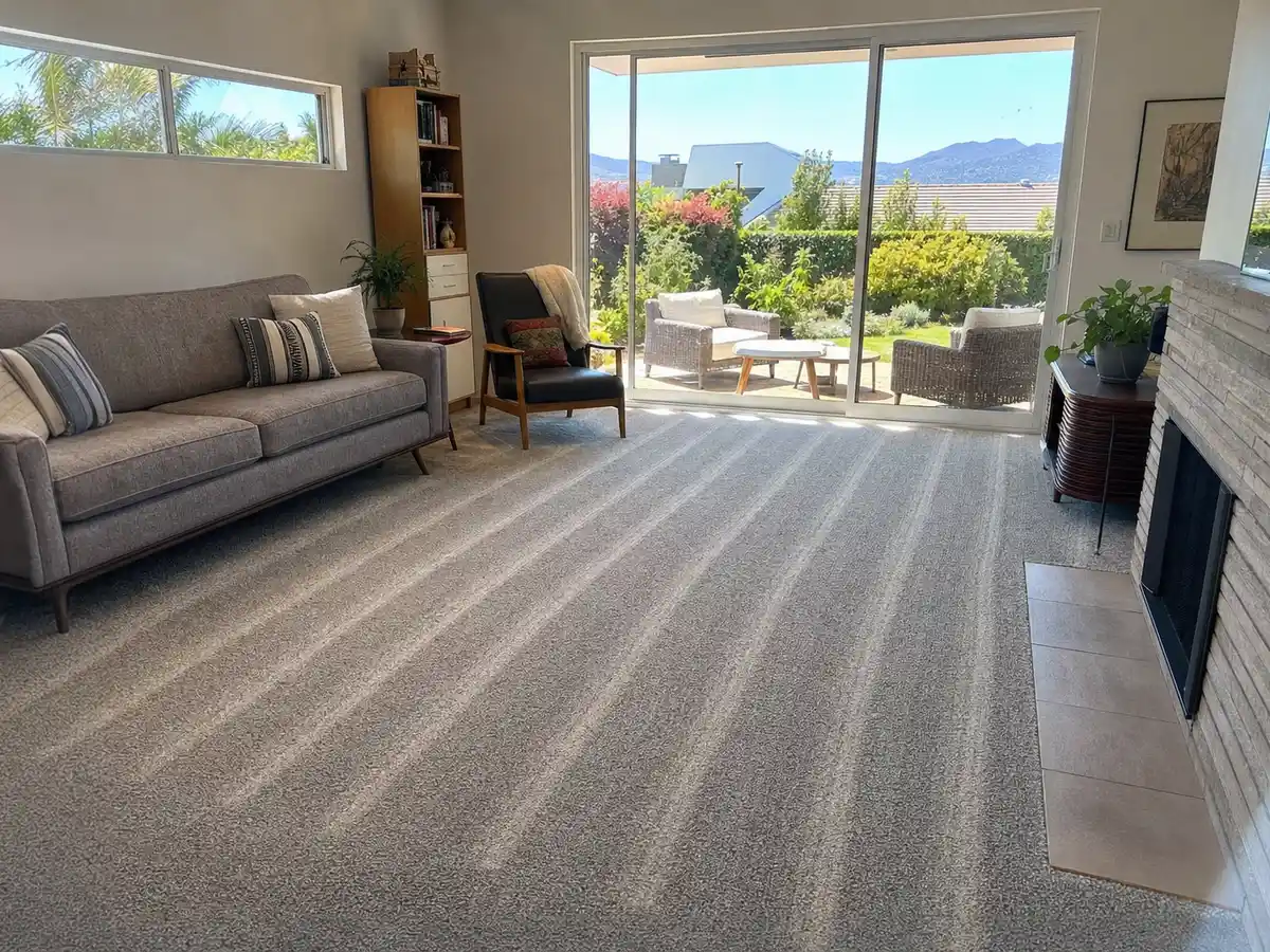 Freshly cleaned carpet with the furniture back in place — completed job in Hermosa Beach, CA